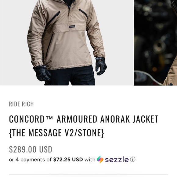 Ride Rich Armoured Anorak Jacket - Stone - Picture 1 of 4